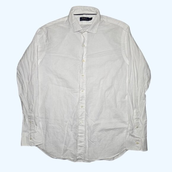 Polo Ralph Lauren White Linen Cotton Blend Button Up Shirt Men's XL Long Sleeve - Picture 2 of 6